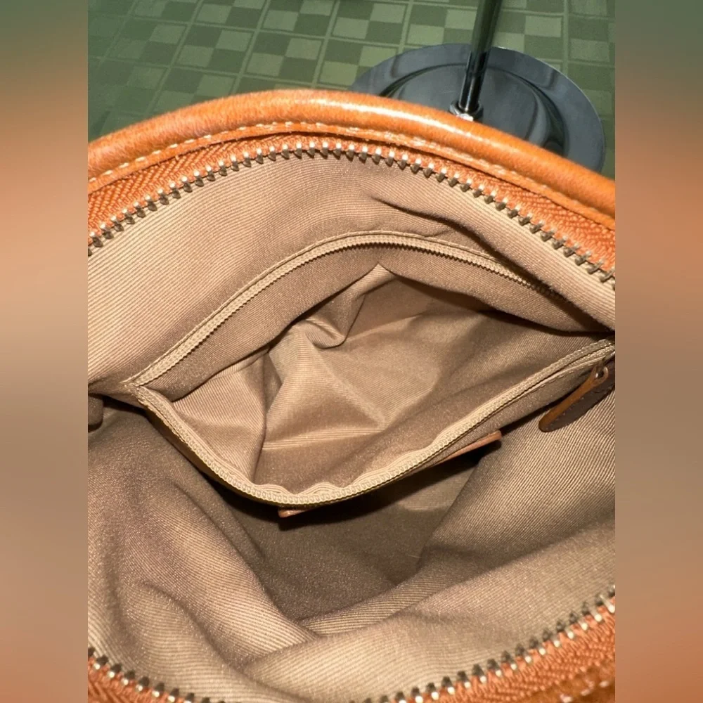 Coach White and Brown Crossbody Bag with Adjustable Strap